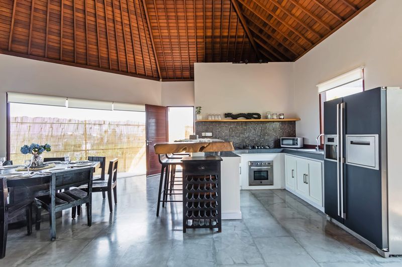 Upper kitchen, dining and living